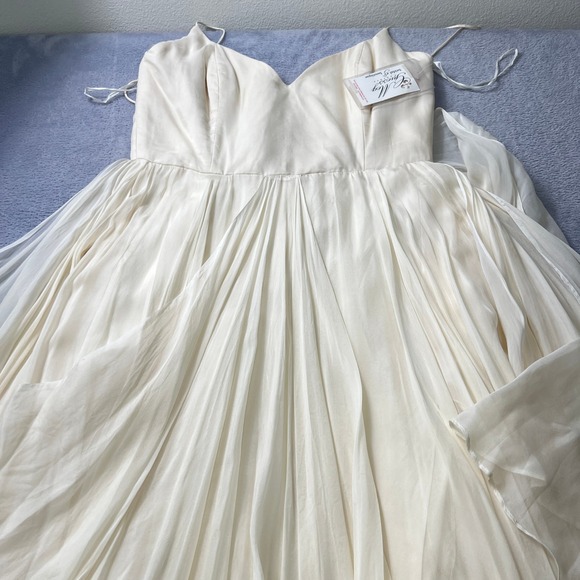 Leanne Marshall Faye Silk Chiffon Gown Ivory Size 12 NWT Bridal Wedding‎ Dress - Picture 7 of 12